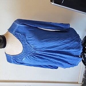 Womens Demim blue long sleeve shirt blouse sz M ONE WORLD B61